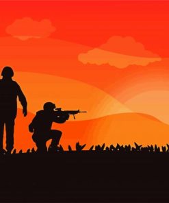 Soldiers Silhouette paint by numbers