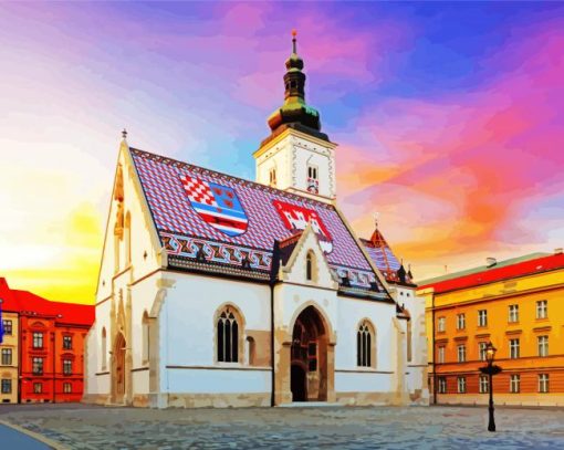 St Mark's Church Zagreb paint by number