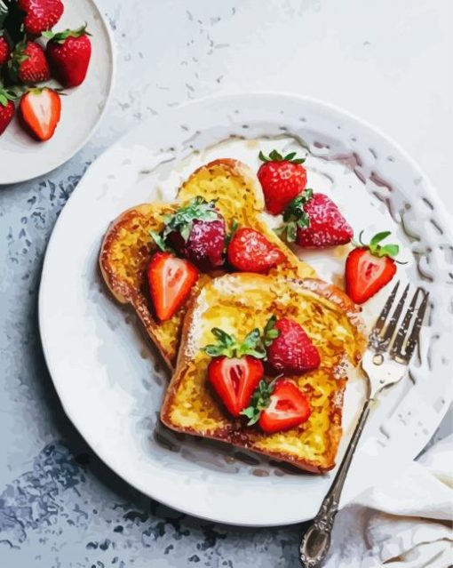 Toast With Strawberry paint by number