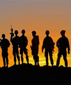 US Soldiers Silhouette paint by numbers