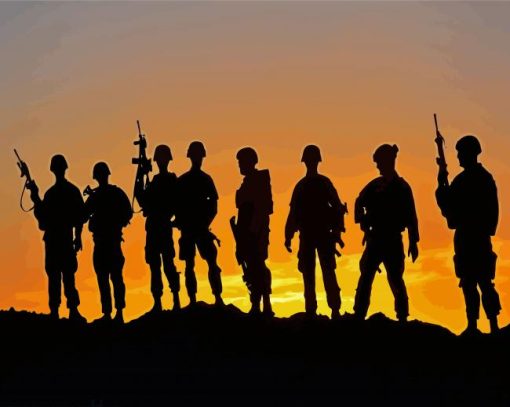 US Soldiers Silhouette paint by numbers