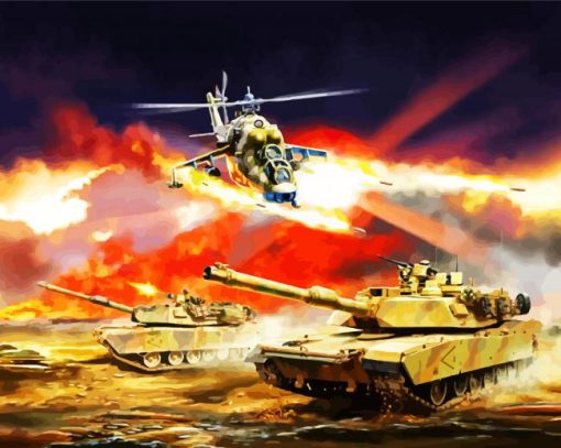 War Scene paint by numbers