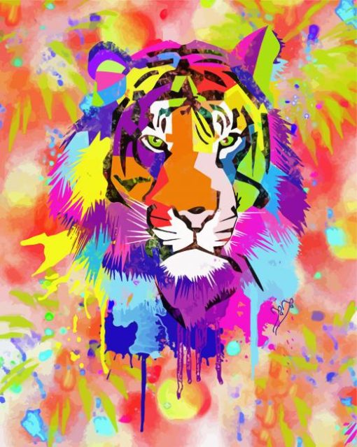 Watercolor Tiger Splatter Maria Mata paint by number