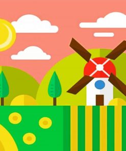 Windmill Illustration paint by number