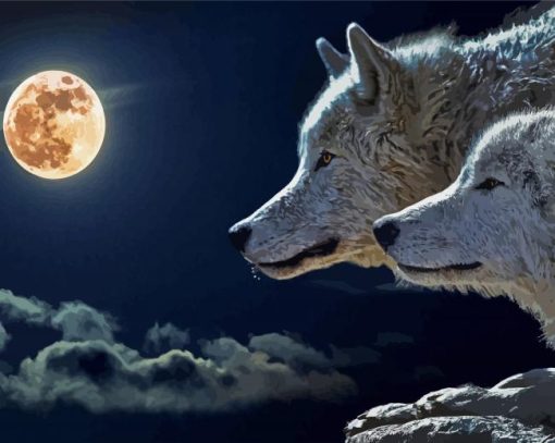 Wolves Full Moon paint by numbers