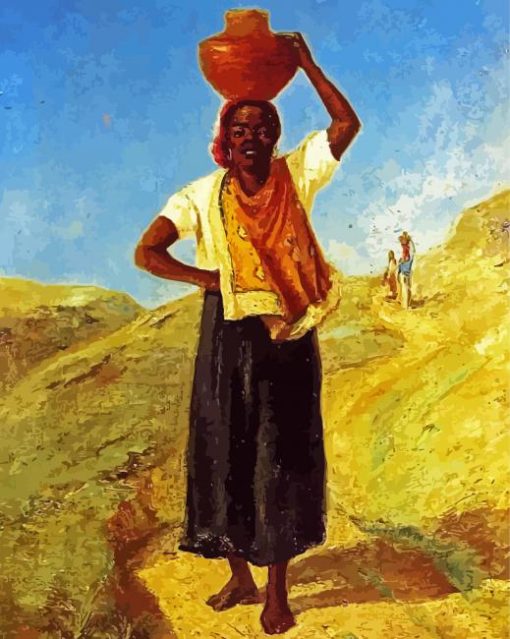 Woman Carrying Pitcher On Her Head paint by numbers