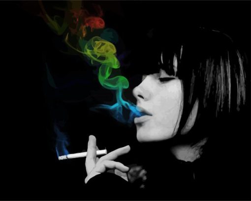 Woman Smoking Colorful Smoke paint by number