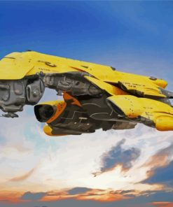 Yellow Spaceship paint by numbers