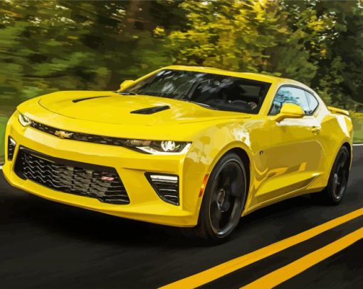 Yellow Chevrolet Camaro paint by number