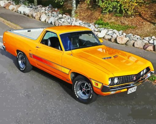 Yellow Ford Ranchero paint by number