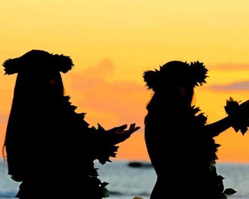 Hawaii Girls In Honolulu Beach Silhouettes paint by number