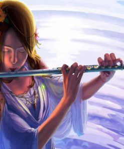 Asian Flute Player paint by number