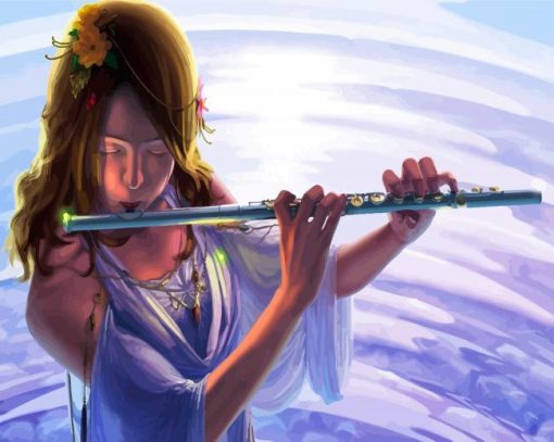 Asian Flute Player paint by number