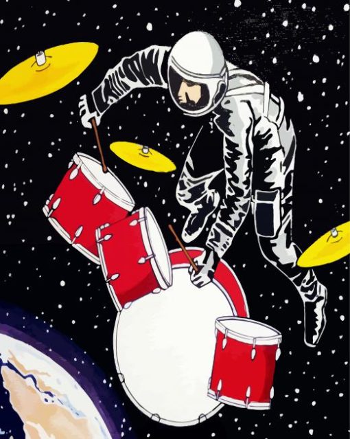 Astronaut Drumer paint by number