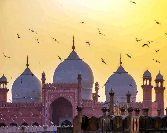 Badshahi Mosque Lahore Pakistane paint by numbers