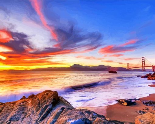 Baker Beach At Sunset paint by number