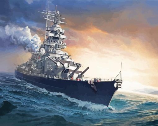 Battleship In Sea paint by number