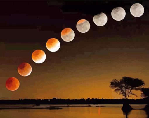 Blood Moon Eclipse paint by number
