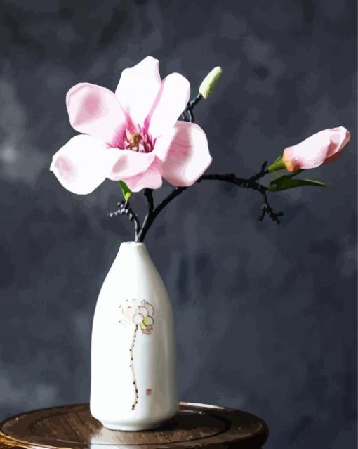 Blooming Magnolias In Vase paint by number