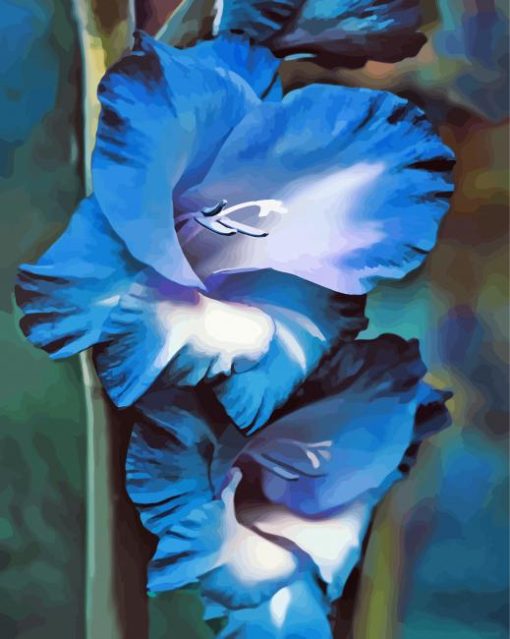 Blue Gladiola Flower paint by numbers