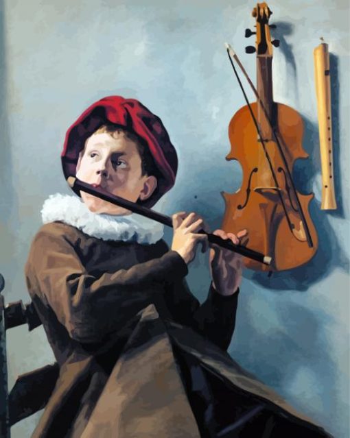Boy Playing The Flute paint by number