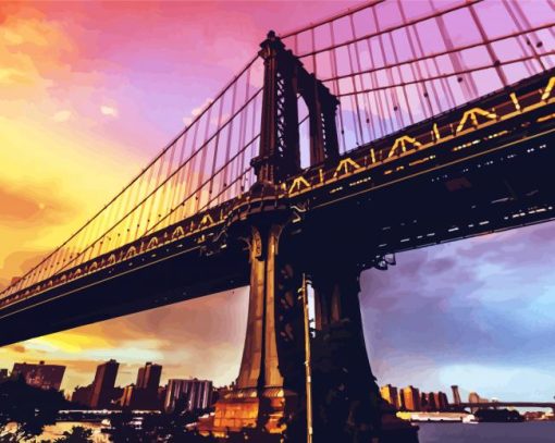 Brooklyn Bridge At Sunset paint by number