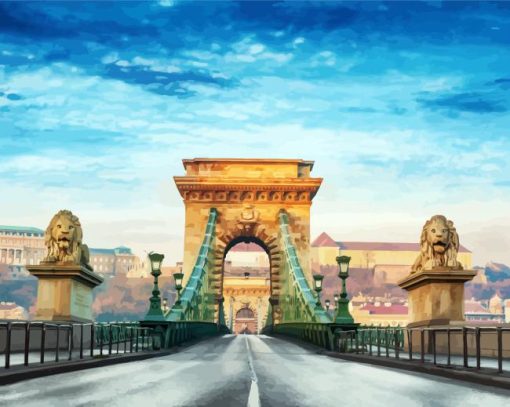 Budapest Hungary Chain Bridge paint by number