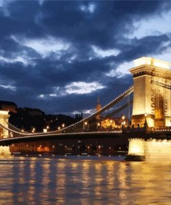 Budapest Szechenyi Chain Bridge paint by number
