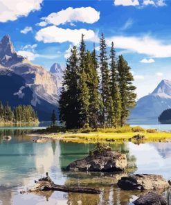 Canada Maligne Lake Landscape paint by number