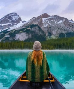 Canoeing In Maligne Lake paint by number