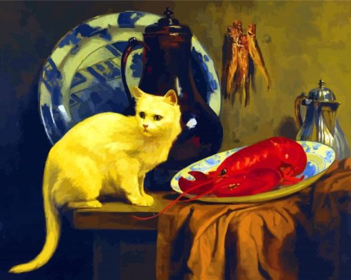 Cat And Lobster Still Life paint by number