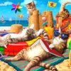 Cats On The Beach paint by number