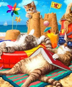 Cats On The Beach paint by number