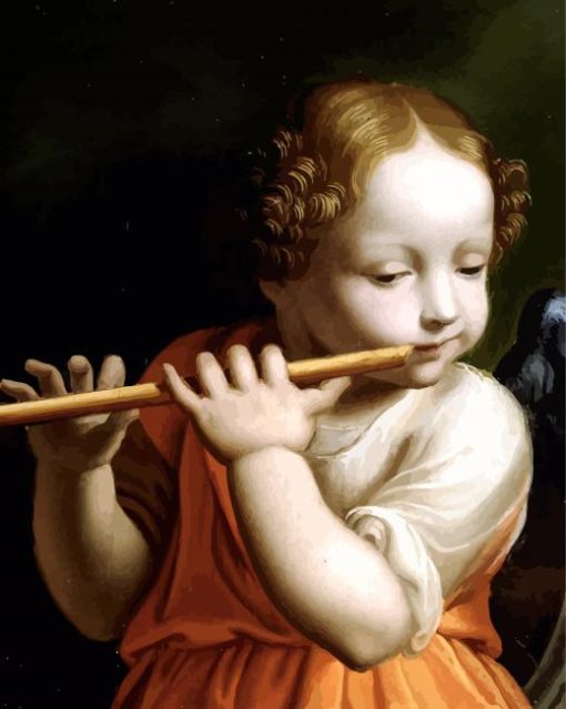 Child Playing Flute paint by number
