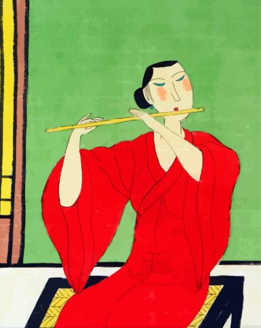 Chinese Woman Playing Flute paint by number