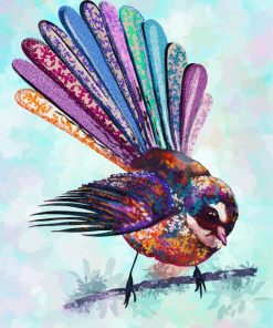 Colorful Fantail Bird Art paint by number