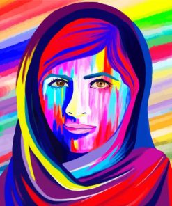Colorful Malala Yousafzai paint by number