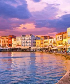 Crete Chania At Sunset paint by number