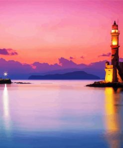 Crete Chania Lighthouse paint by number
