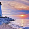 Crisp Point Lighthouse Sunset paint by number