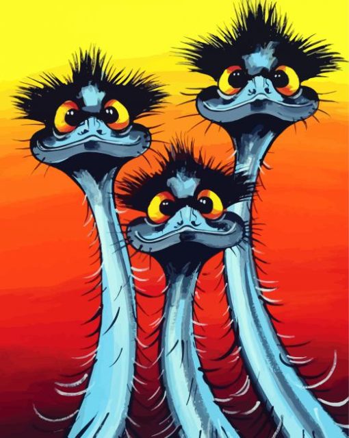 Emus Birds Art paint by number