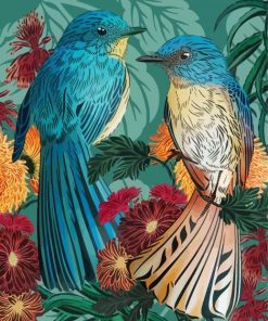 Fantail Birds Art paint by number