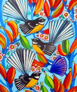 Fantails Birds Art paint by number