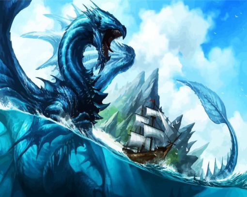 Fantasy Leviathan Sea Serpent paint by numbers