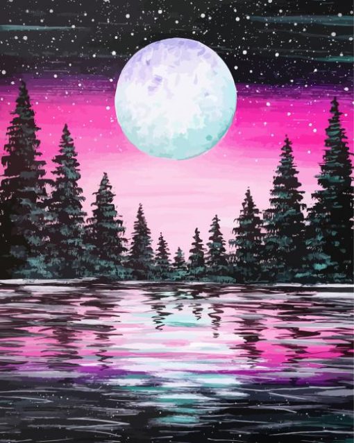 Forest Moonlight Art paint by number