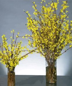 Forsythia Glass Vases paint by number