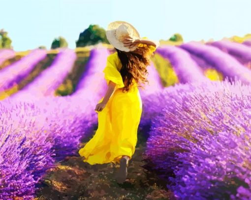 Girl In Lavender Field paint by numbers