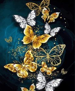 Gold Butterflies paint by number