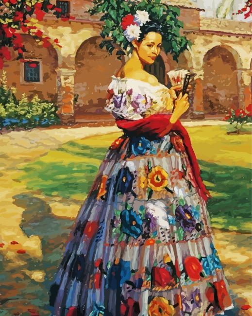 Hispanic Lady In A Dress paint by number