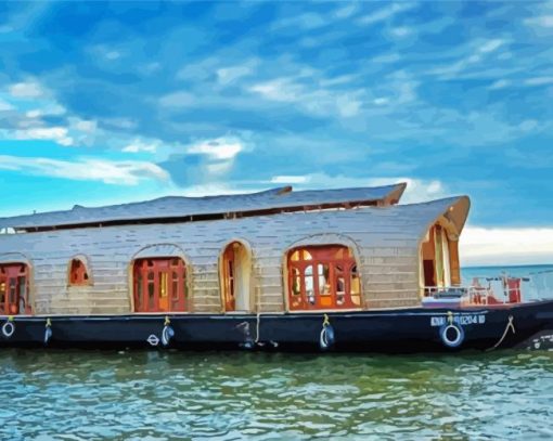 Houseboat In The Sea paint by number